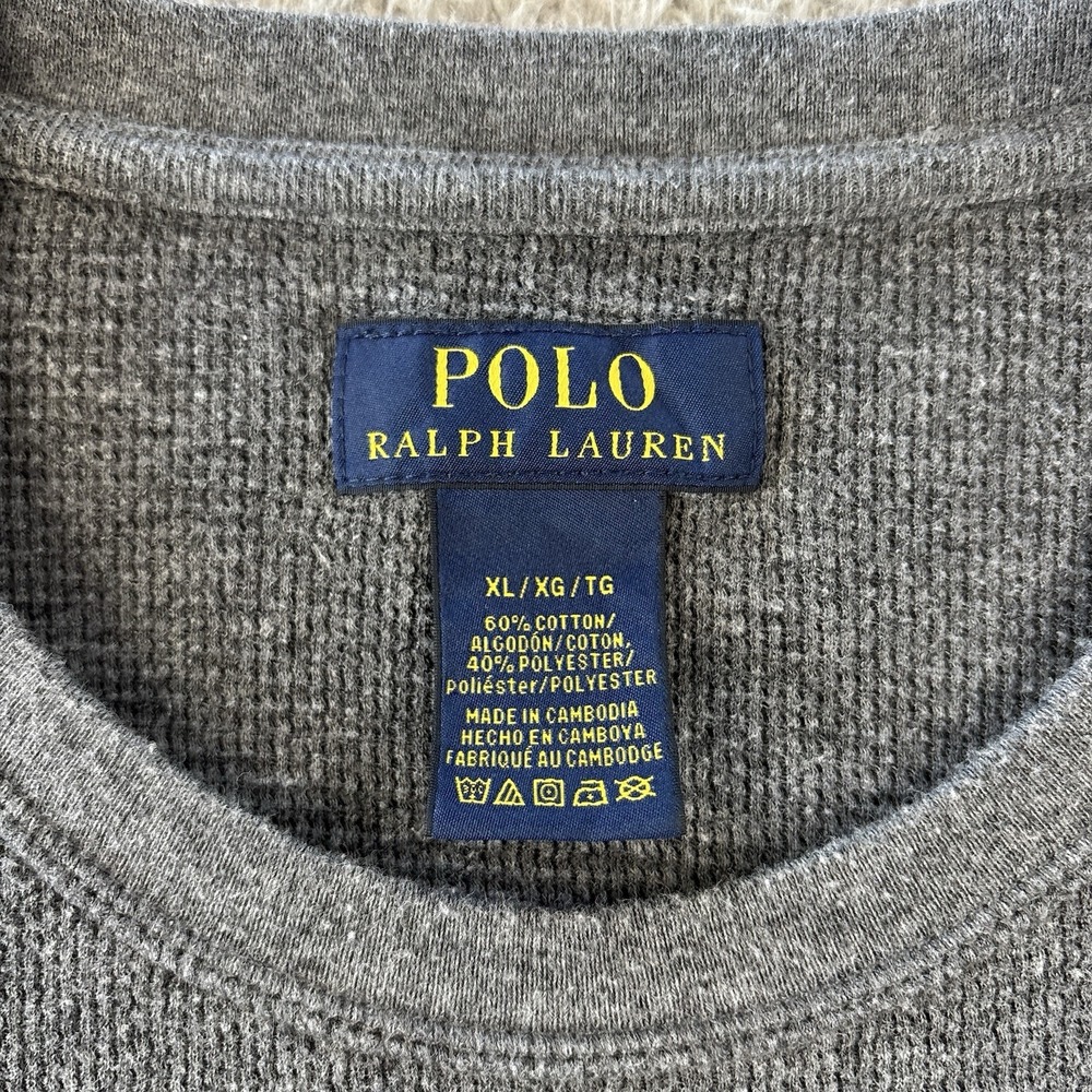Polo Ralph Lauren Pajama Set Mens XL Gray Waffle Knit Thermal Short Sleeve - Picture 2 of 12